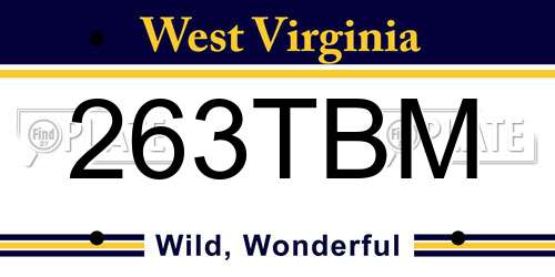263TBM West Virginia License Plate