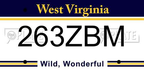 263ZBM West Virginia License Plate