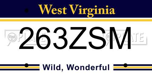 263ZSM West Virginia License Plate