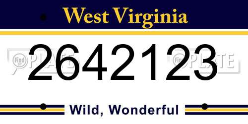 2642123 West Virginia License Plate