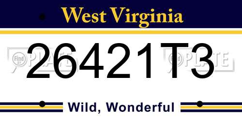 26421T3 West Virginia License Plate