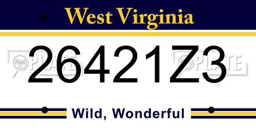 26421Z3 West Virginia License Plate
