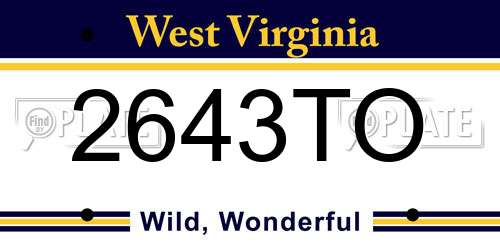 2643TO West Virginia License Plate