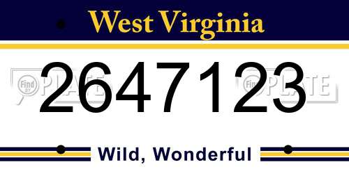 2647123 West Virginia License Plate
