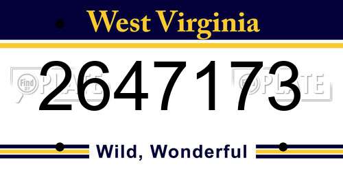 2647173 West Virginia License Plate