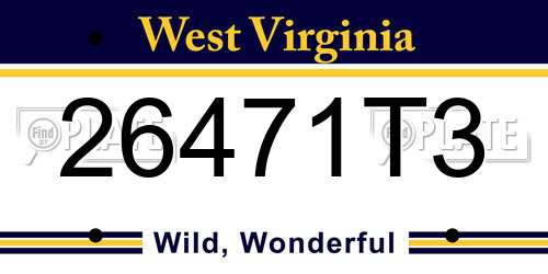 26471T3 West Virginia License Plate
