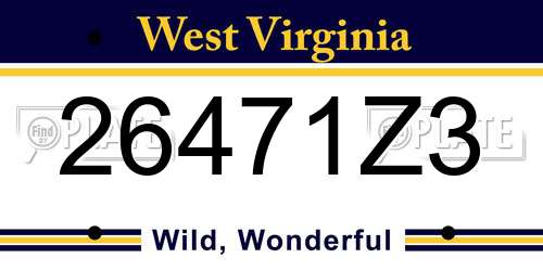 26471Z3 West Virginia License Plate