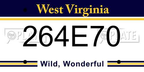 264E70 West Virginia License Plate