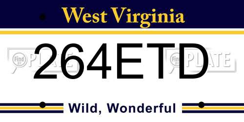 264ETD West Virginia License Plate