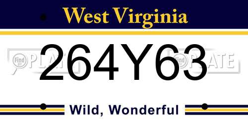 264Y63 West Virginia License Plate