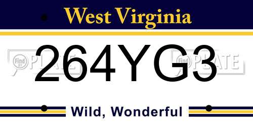 264YG3 West Virginia License Plate