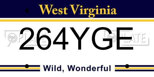 264YGE West Virginia License Plate