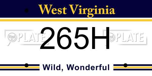 265H West Virginia License Plate
