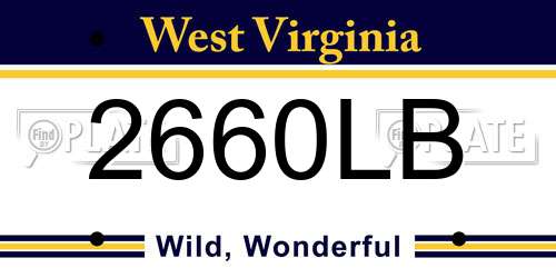2660LB West Virginia License Plate