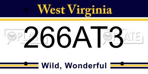 266AT3 West Virginia License Plate