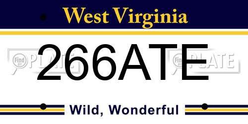 266ATE West Virginia License Plate