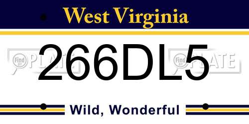 266DL5 West Virginia License Plate