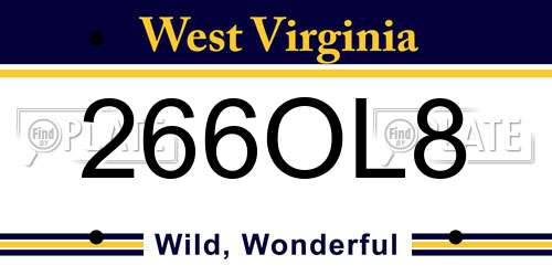 266OL8 West Virginia License Plate