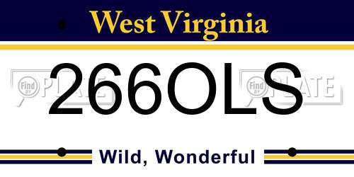 266OLS West Virginia License Plate