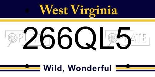 266QL5 West Virginia License Plate