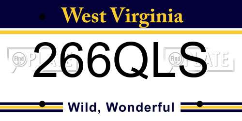 266QLS West Virginia License Plate
