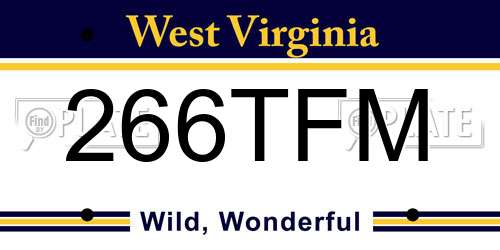 266TFM West Virginia License Plate