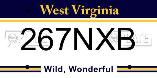 267NXB West Virginia License Plate