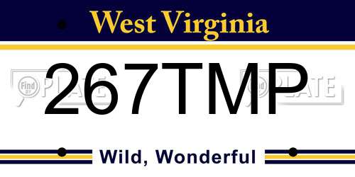 267TMP West Virginia License Plate
