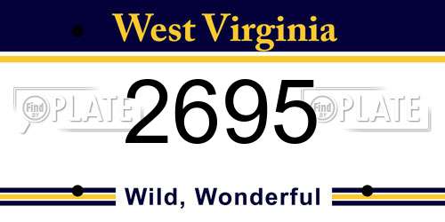 2695 West Virginia License Plate
