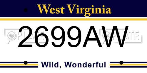 2699AW West Virginia License Plate