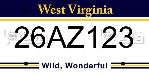 26AZ123 West Virginia License Plate