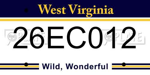 26EC012 West Virginia License Plate