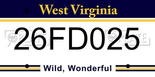 26FD025 West Virginia License Plate