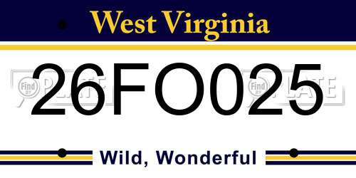 26FO025 West Virginia License Plate