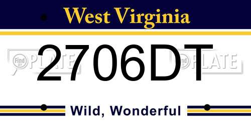 2706DT West Virginia License Plate