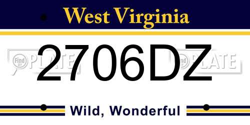2706DZ West Virginia License Plate