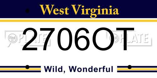 2706OT West Virginia License Plate
