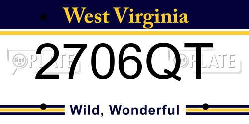 2706QT West Virginia License Plate