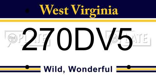270DV5 West Virginia License Plate