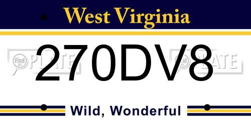 270DV8 West Virginia License Plate