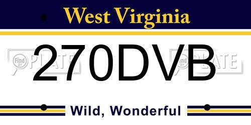 270DVB West Virginia License Plate