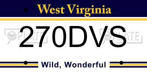 270DVS West Virginia License Plate