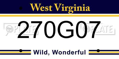 270G07 West Virginia License Plate