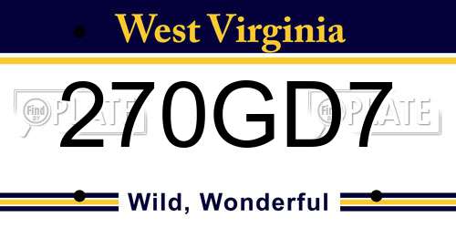 270GD7 West Virginia License Plate