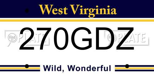 270GDZ West Virginia License Plate