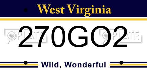 270GO2 West Virginia License Plate