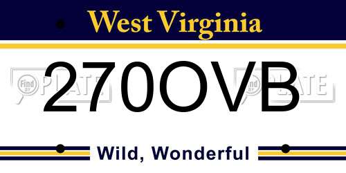 270OVB West Virginia License Plate