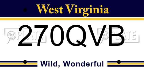 270QVB West Virginia License Plate