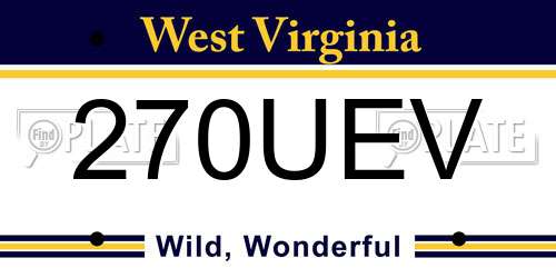 270UEV West Virginia License Plate