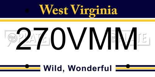 270VMM West Virginia License Plate